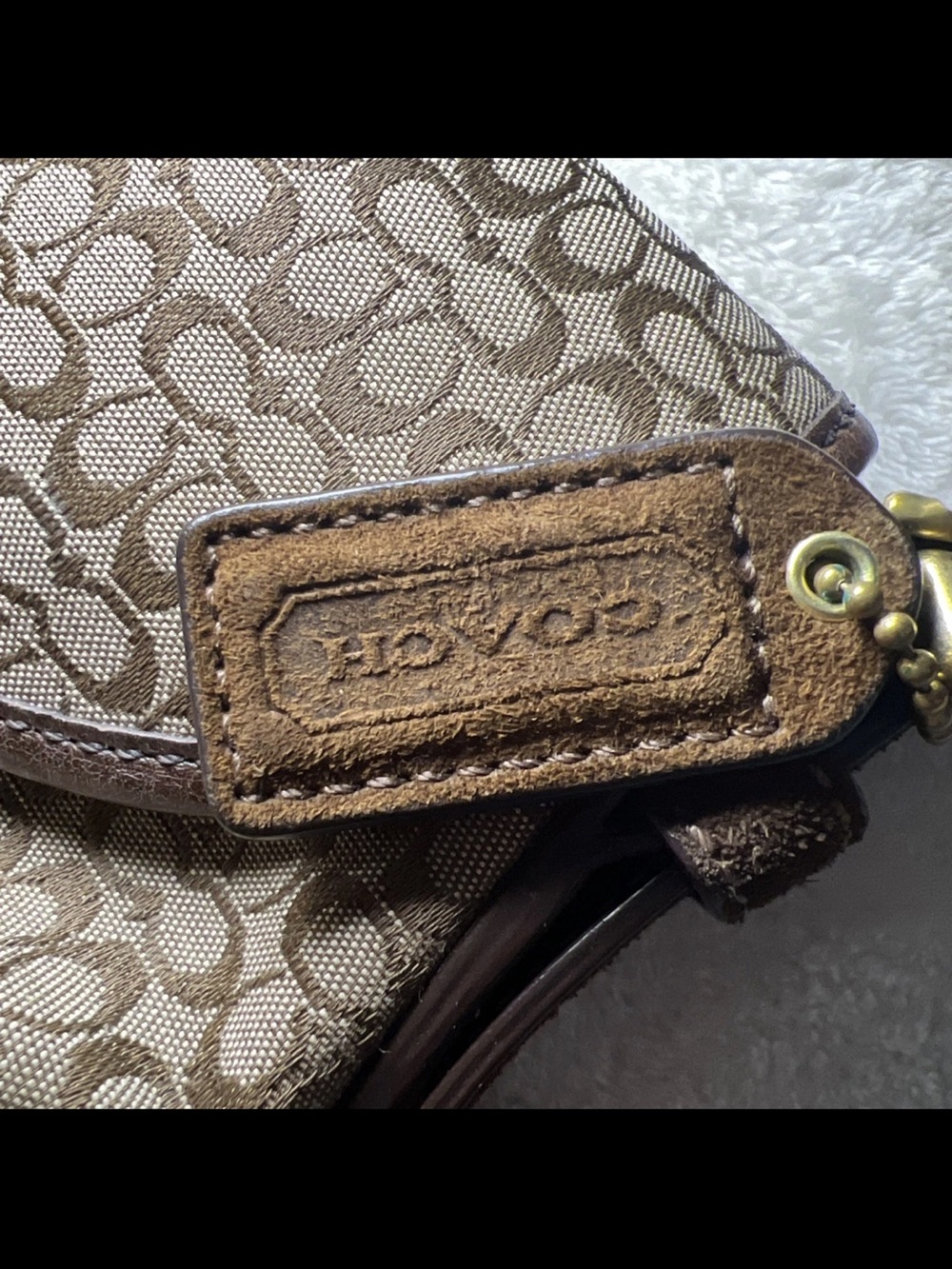 Rare Vintage Coach Soho Y2K Signature Shoulder Bag Brown Canvas & Suede 6818 - Picture 5 of 9